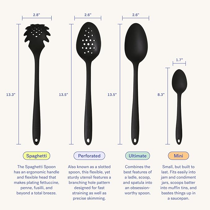 GIR: Get It Right Nonstick Kitchen Silicone Spoon for Mixing, Cooking, and Stirring - Heat-Resistant up to 425°F - 13 Inch, Studio - Silicone Kitchen Spoon