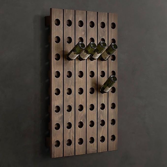 Wall Mounted riddling Wine Rack,Wooden Vertical Wine Rack Holder,Rustic Wine Storage Racks Organizer,Holds 16 Bottles,for Dining Rooms,Kitchens,Bars(30.3" W x 50.7" H, Walnut)