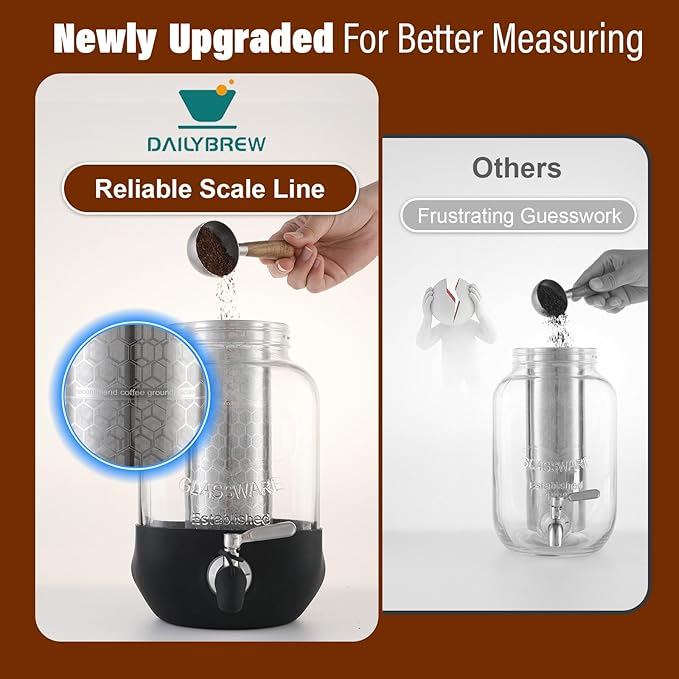 Cold Brew Coffee Maker, Cold Brew Maker 1 Gallon With Stainless Steel Filter, Cold Brew Pitcher With Stainless Steel Spigot, Ice Tea Maker With Airtight Lid, Cold Brew Coffee Maker With Silicone