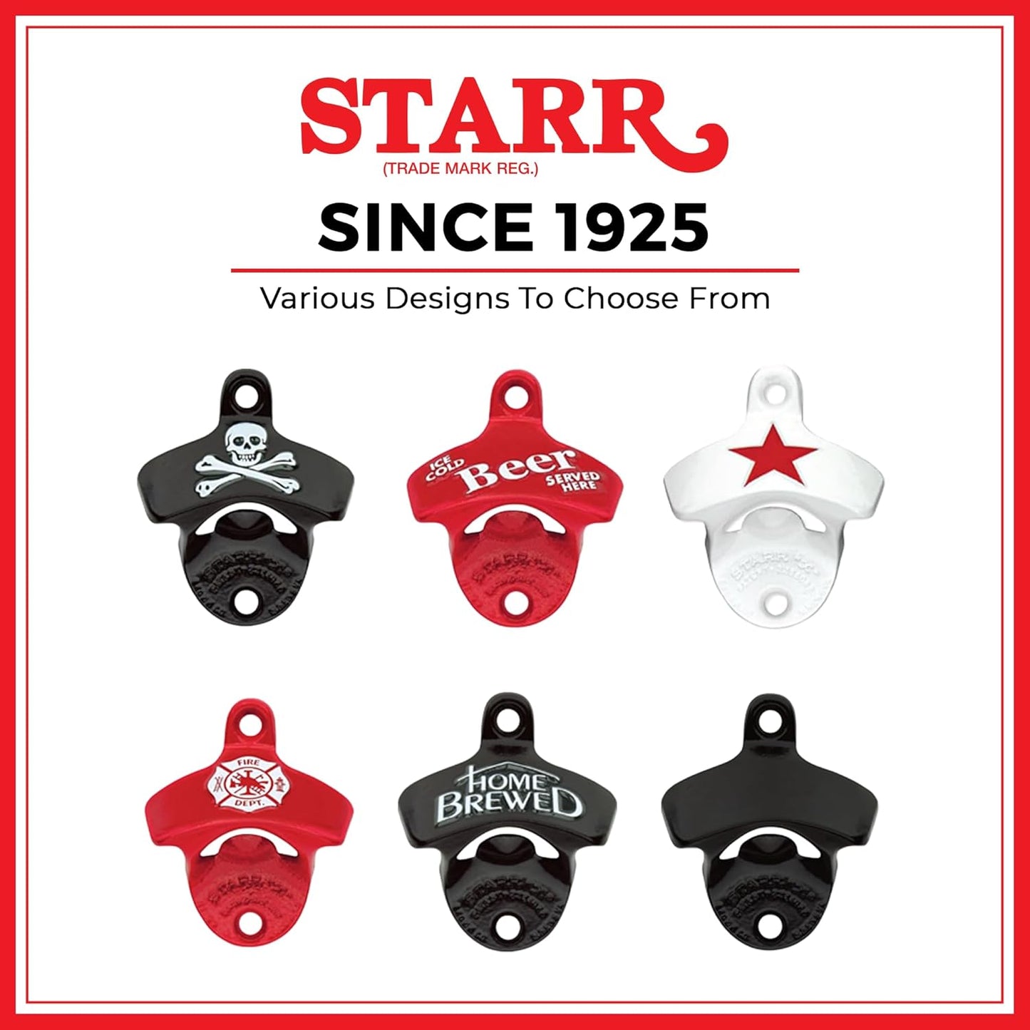 STARR "X" Wall Mounted Bottle Opener – Black Powder Coated Cast Iron