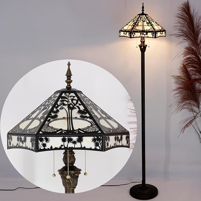Tiffany Floor Lamp Base Only, for 16-24 Inch Stained Glass Lampshade Height 71 Inch Bronze Finished Resin Base Antique Standing Lighting Base Replacement Only Wide 11 Inch(C (W11H71 Inch))