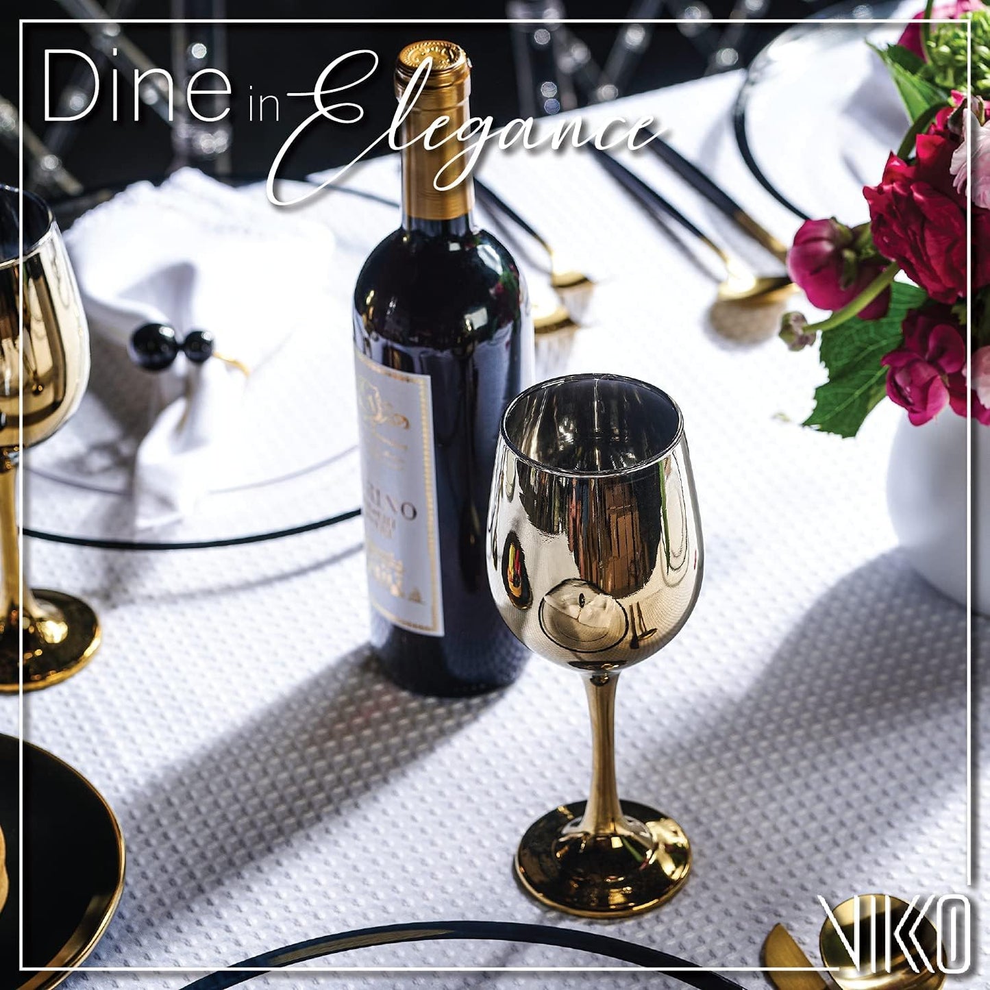 Vikko Décor Wine Glasses, 14 Oz Fancy Wine Glass With Stem For Red And White Wine, Thick And Durable Wine Glass, Dishwasher Safe, Great For Wine Tasting, Set Of 6