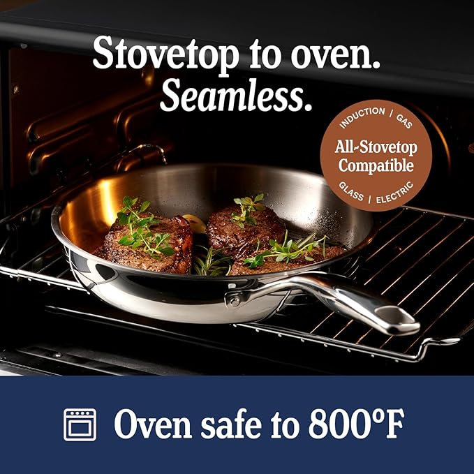 LEGEND COOKWARE 5-Ply Stainless Steel 2-Quart Sauce Pan with Lid - Induction Compatible, Oven Safe 800°F - Non-Toxic, No Coatings - Even Heating, Won't Warp - Built to Last Generations