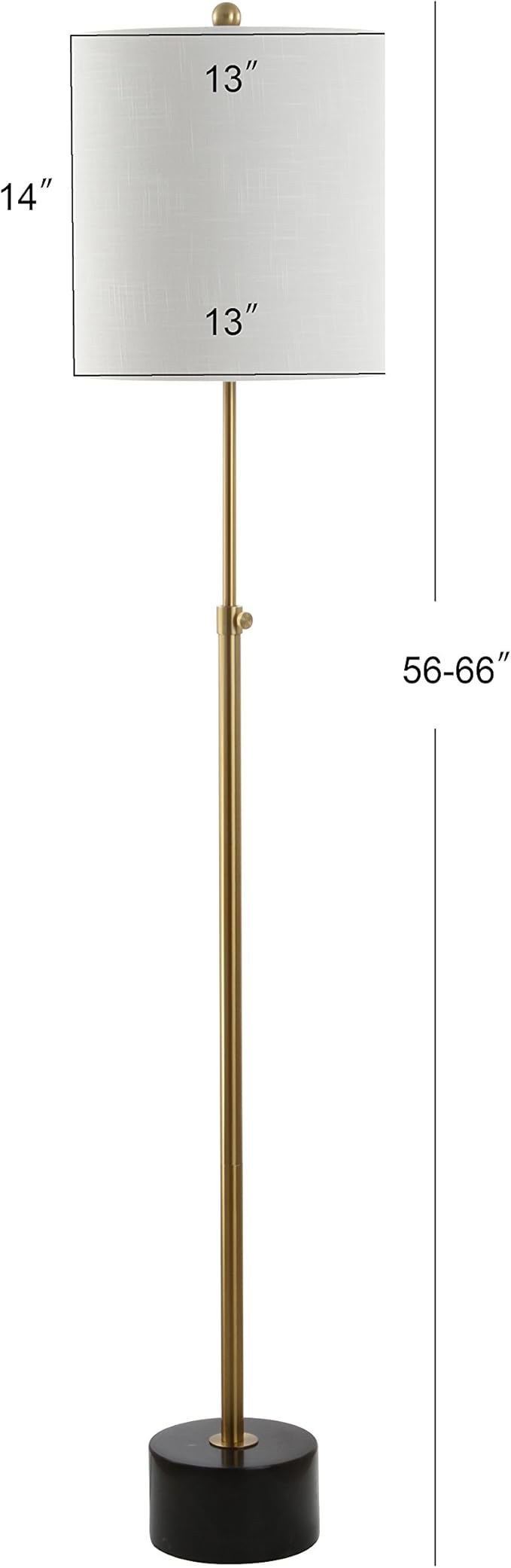 JONATHAN Y JYL6004A Crosby 66" Adjustable Height Metal LED Floor Lamp Modern,Minimalist,Contemporary for Bedrooms, Living Room, Office, Reading, Brass/BlackMarble