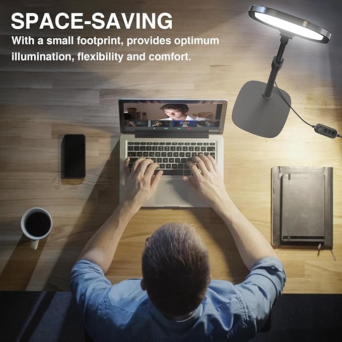 Video Conference Lighting for Zoom Meeting, Ring Light for Desk with Flexible Stand, 30 Light Modes Light for Video Recording, Desk Light & Memory Function for Zoom Calls, Video Streaming, Webcam