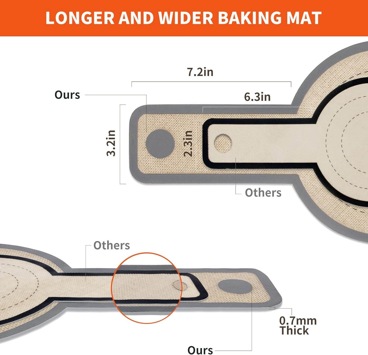 Silicone Bread Sling for Dutch Oven Liners, Non Stick 2 PCS, Easy Clean Reusable Silicone Bread Baking Mat with Long Handles, Easy to Transfer Sourdough Bread, Round