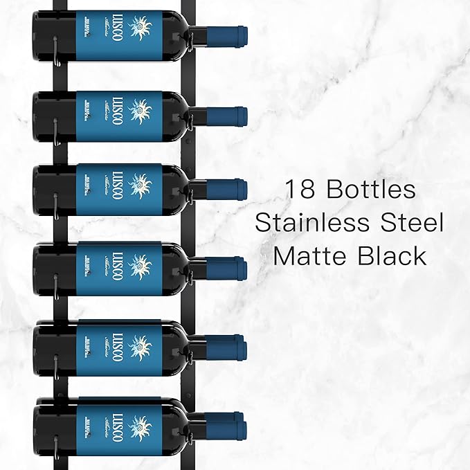 CharaVector Wall Mount Wine Rack (Holds 54 Bottles 3PCS), DIY 1/2 Wall Wine Rack for Wine Bottles, Liquor, Champagne, Black Metal Wine Bottle Holder for Home and Kitchen Decor