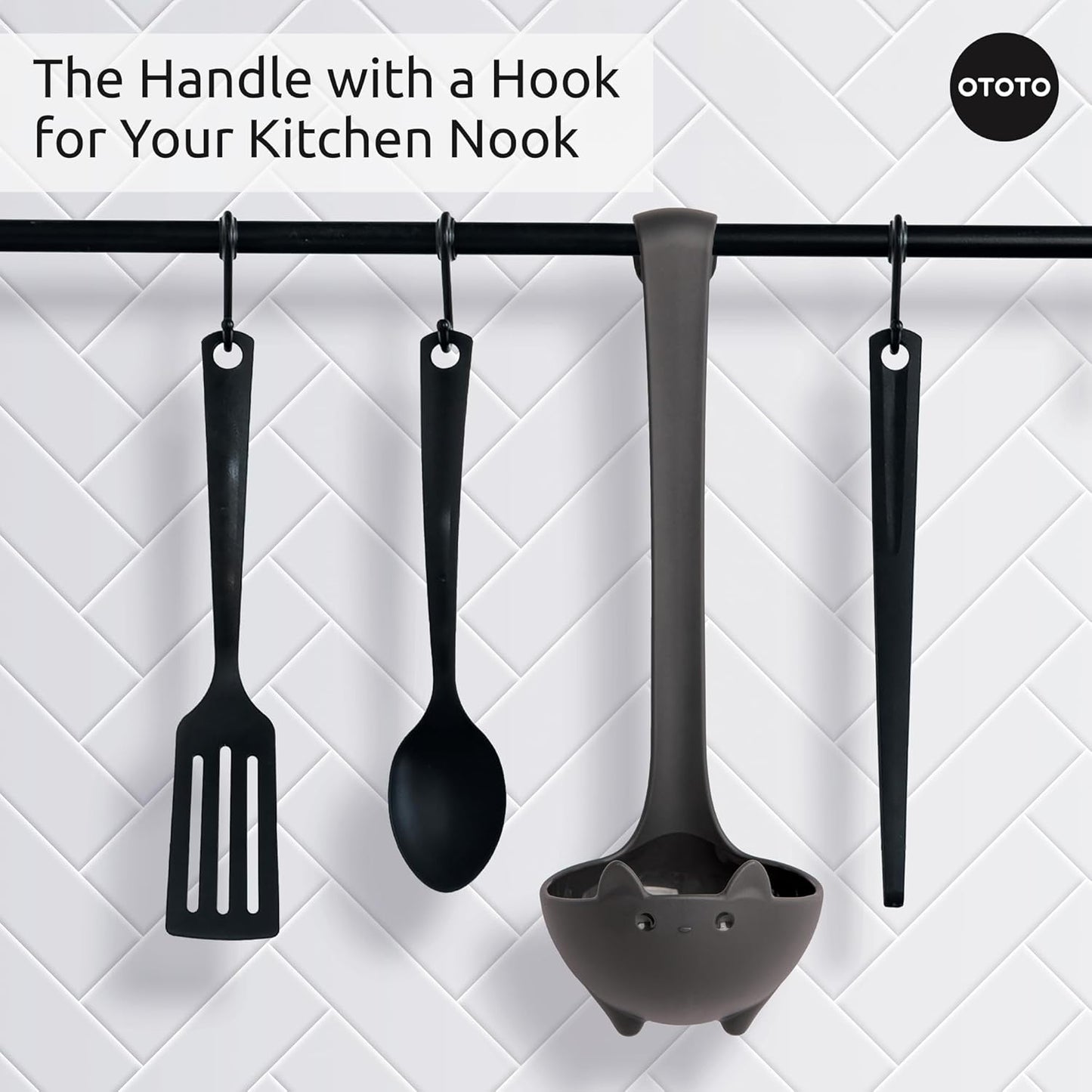 OTOTO Katie Cat Soup Ladle - Halloween Gifts Black Cat, Gothic Gifts, Gifts for Cat Lovers - Spooky Cat Gift, Cute Kitchen Accessories, Fun Gifts (Katie Cat, Black)