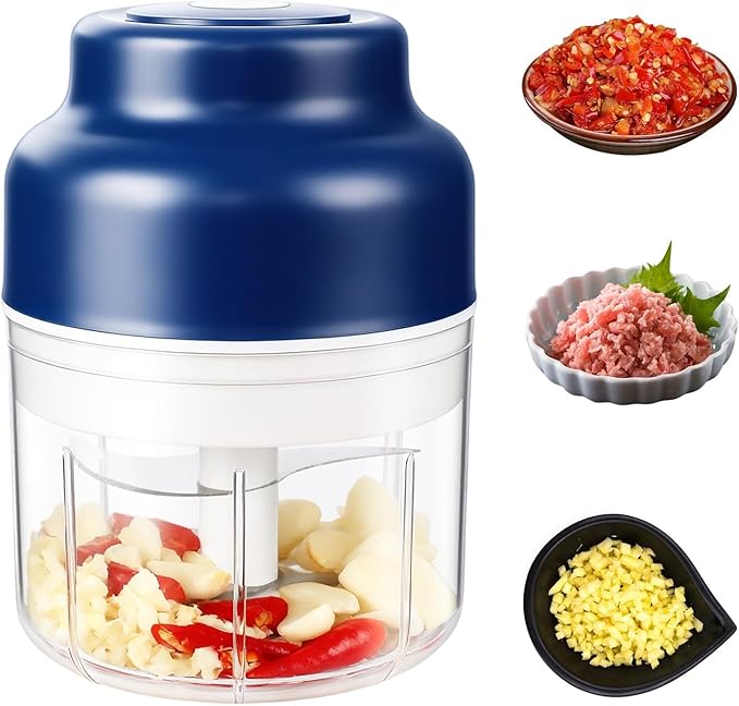 Electric mini garlic mincer set,2025 new small garlic mincer, electric food chopping tool, USB charging, wireless vegetable grinder, suitable for ginger, pepper, fruit(250ml)