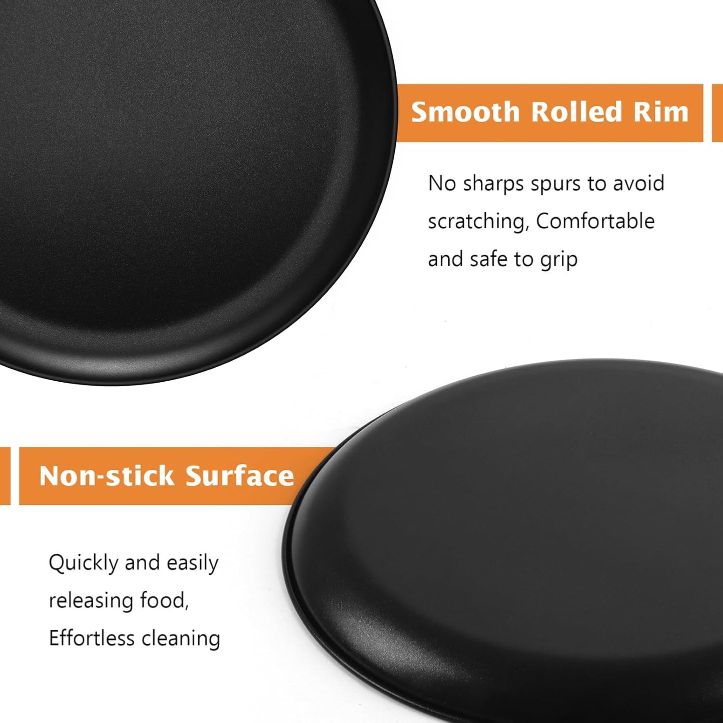 TeamFar Pizza Pan, 12Inch Pizza Tray Round Baking Pans with Stainless Steel Core & Non-stick Coating, for Roasting Cooking, Toxic Free – Set of 4