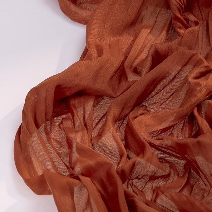 Terracotta Cheesecloth Table Runner Burnt Orange 6 Pack Christmas Table Runners 120 Inches Rust Cheese Cloth Table Decor for Xmas Holiday Season Parties Wedding Bridal Baby Shower Party