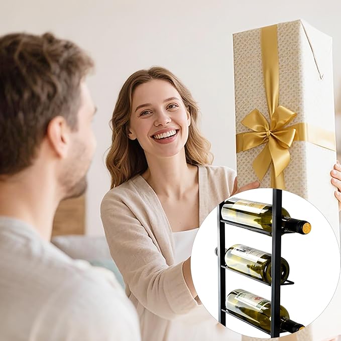 FLstudio Wall Mounted Wine Rack: 10 Bottles Wine Rack for Wall - Black Metal Wine Bottle Holder, Wall Racks for Wine Bottles Display and Storage, Hanging Bottle Organizer for Home Bar, Kitchen
