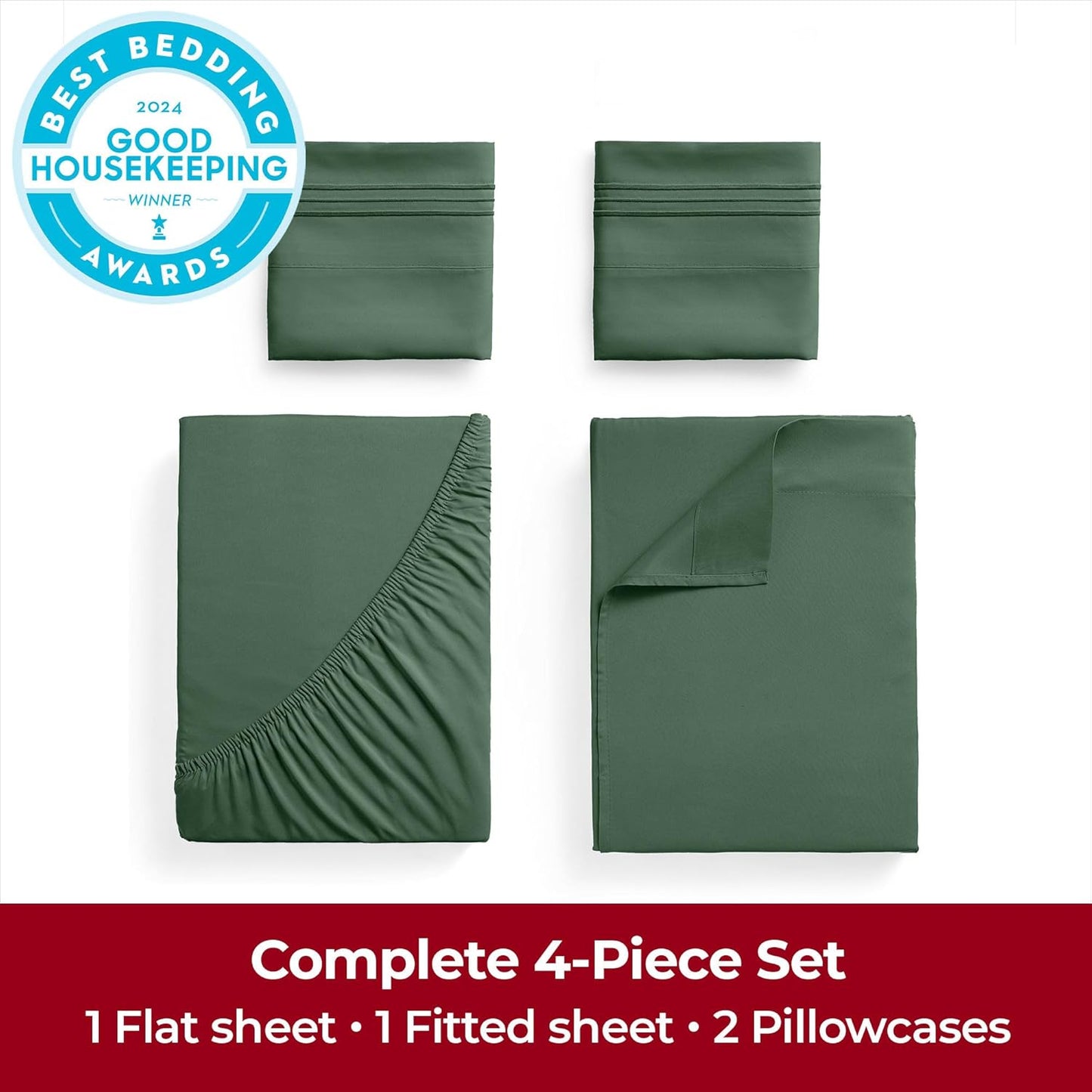Mellanni Extra Deep Queen Sheets - 4 PC Iconic Collection Bedding - Hotel Luxury, Ultra Soft, Cooling Bed Sheets - Wrinkle, Fade, Stain Resistant (Queen, Emerald Green)