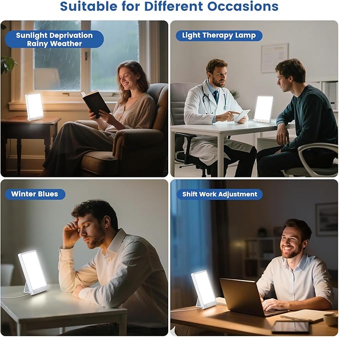 10000 Lux Light Therapy Lamp - Full Spectrum Therapy Light, 3 Color Temperature & Wall Mount Therapy Lamp, Portable Daylight Lamp for Home & Office, Memory Function & Touch Control.