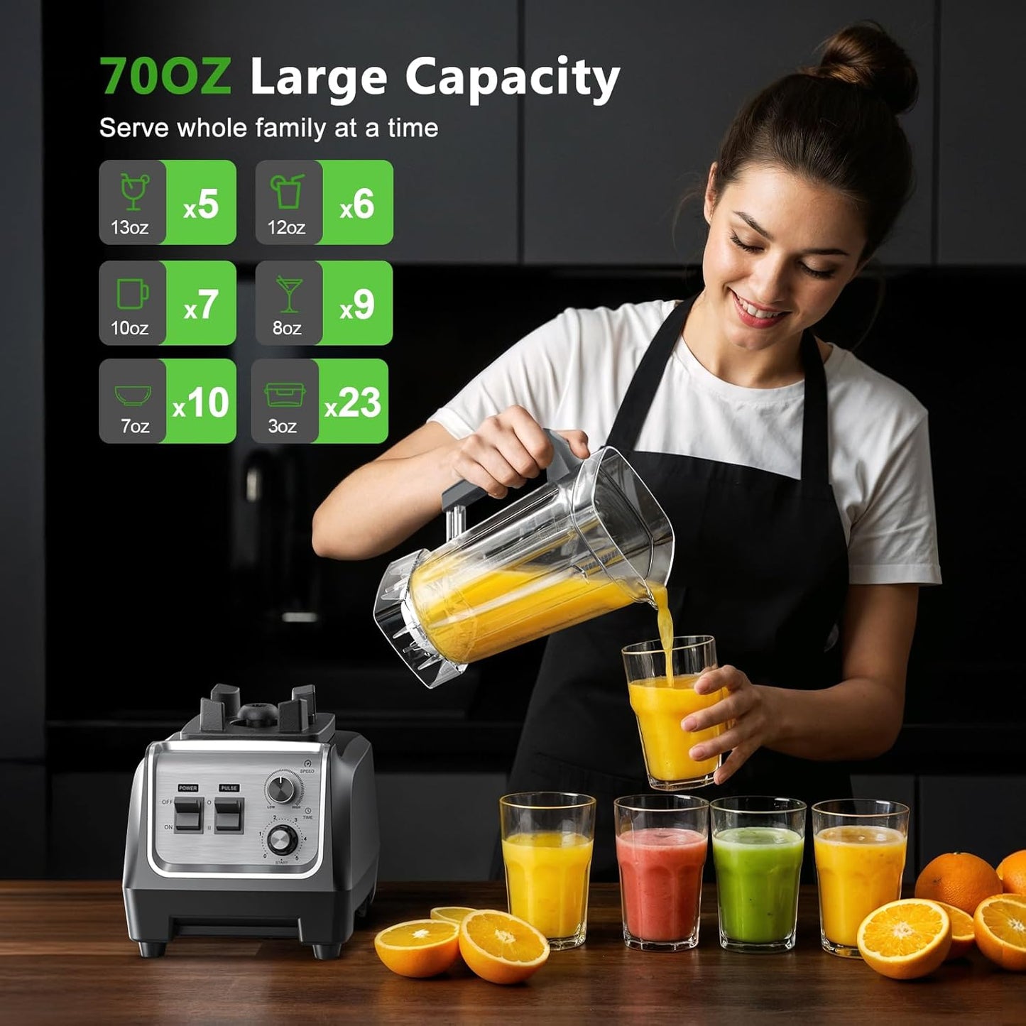 Blender for Smoothies with 1800 Watt Motor Powerful Countertop Blenders for Kitchen 70OZ Large Capacity Smoothie Blender and Grinder Combo for Ice Crush Frozen Drinks Puree