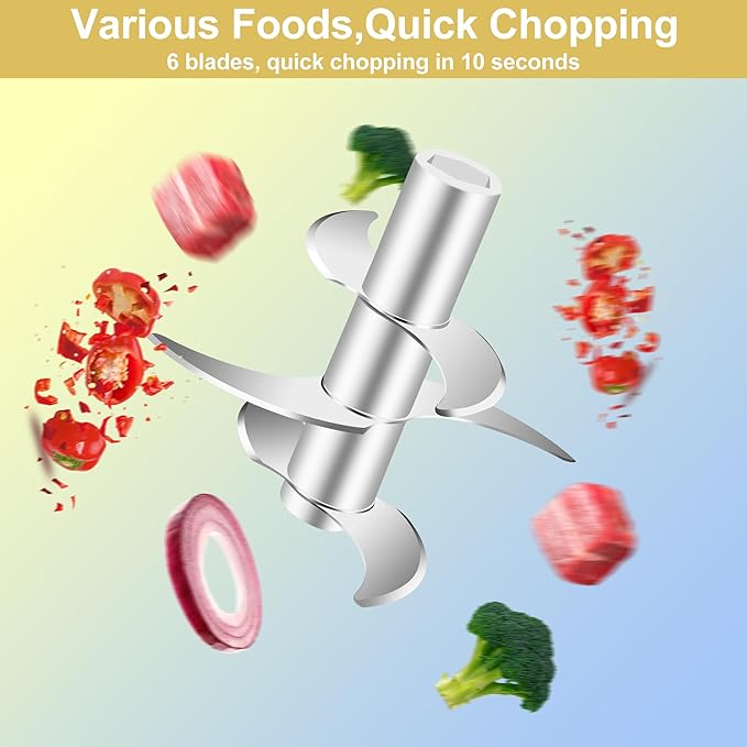 350ML Electric Garlic Chopper, Portable Mini Food Processor, USB Garlic Mincer Masher with 6 Stainless Steel Blade, Rechargeable Vegetable Chopper for Ginger, Chili, Meat, Spices