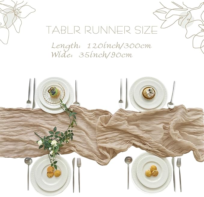 IVAPUPU 10 Pcs Cheesecloth Table Runner - 10ft Nude Boho Gauze Cheese Cloth Table Runners for Baby Shower Decoration Wedding Party Summer Garden Farmhouse