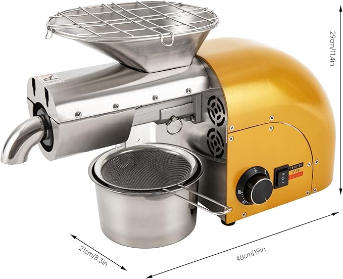 Oil Pressing Machine, 110V 1800W Electric Oil Mill Nut Seeds Oil Extractor Cold & Hot Press Machine for Peanuts Walnuts Soybeans, Temperature Control 122℉-572℉ (Not Used for Olives)