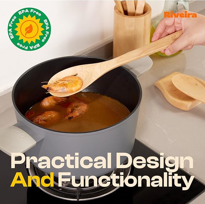Riveira Maple Wooden Spoons for Cooking Set of 9 – Natural Maple Wooden Cooking Utensils, Wooden Spatula, Wooden Spoon - Premium Quality Utensil Set for Non-Toxic Cooking