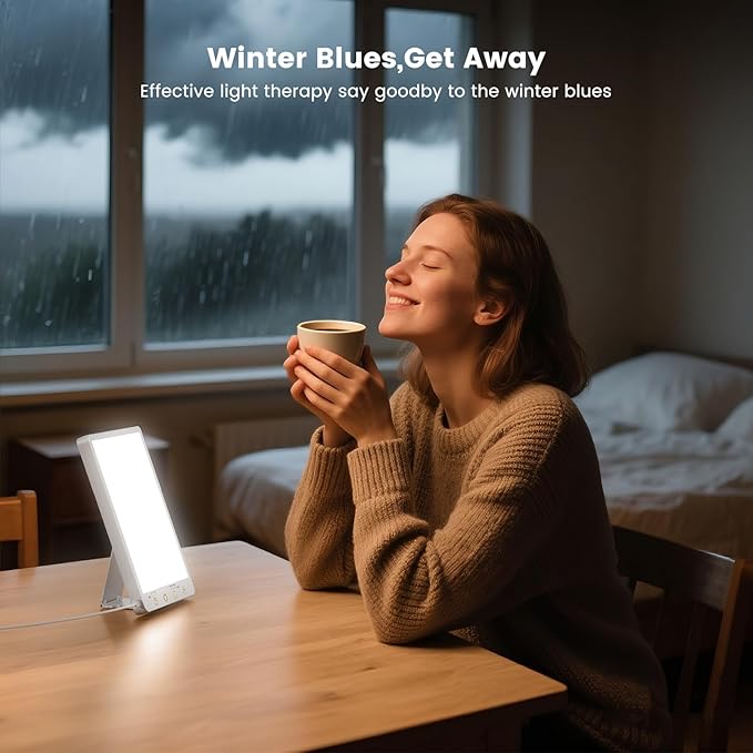 10000 Lux Light Therapy Lamp - Full Spectrum Therapy Light, 3 Color Temperature & Wall Mount Therapy Lamp, Portable Daylight Lamp for Home & Office, Memory Function & Touch Control.
