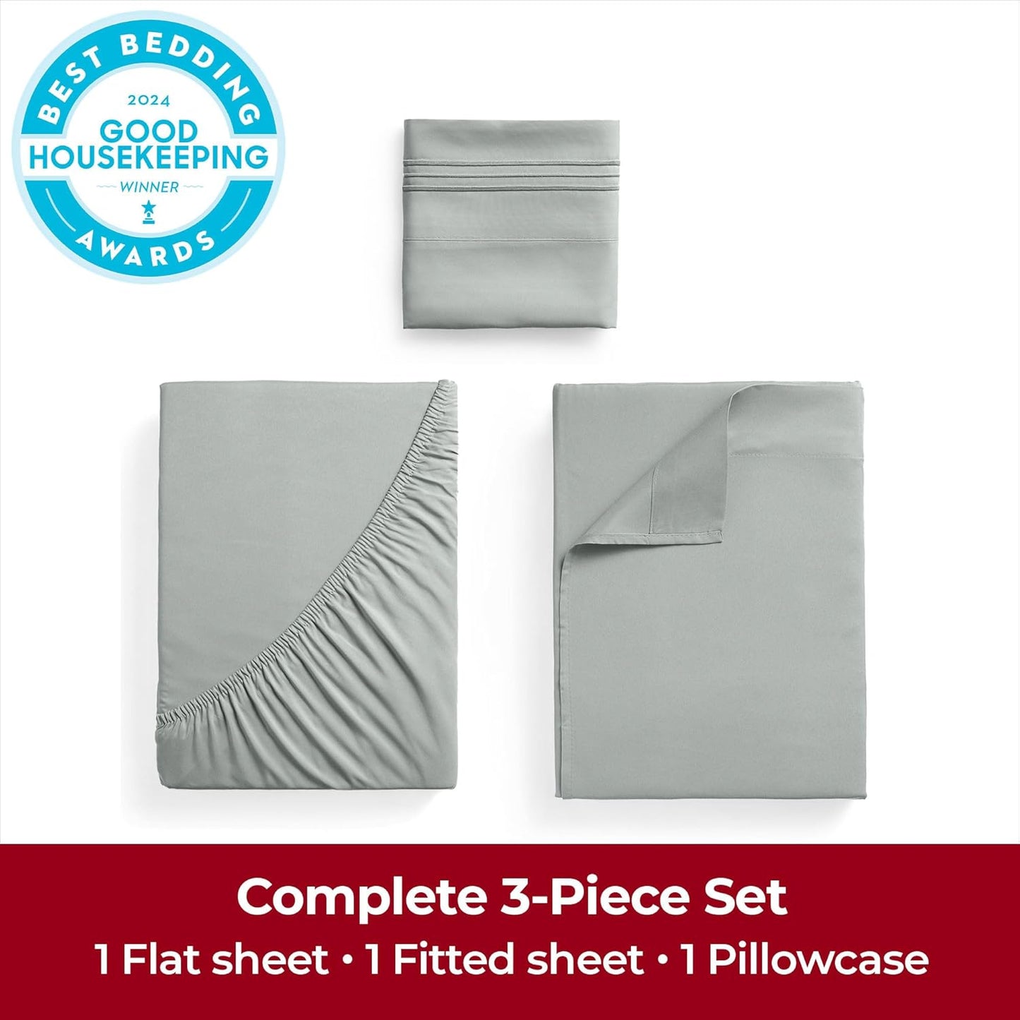 Mellanni Twin Sheets Set - 3 PC Iconic Collection Bedding - Hotel Luxury, Extra Soft, Cooling Bed Sheets - Wrinkle, Fade, Stain Resistant (Twin, Spa Mint)