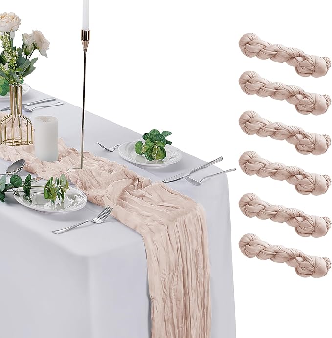 6 Pack Cheesecloth Table Runner 9ft,17 x 108 inch Gauze Table Runner Rustic Romantic Wedding Runner for Wedding Bridal Shower Fall Decoration,Terracotta