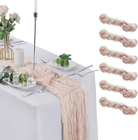 6 Pack Cheesecloth Table Runner 9ft,17 x 108 inch Gauze Table Runner Rustic Romantic Wedding Runner for Wedding Bridal Shower Fall Decoration,Terracotta