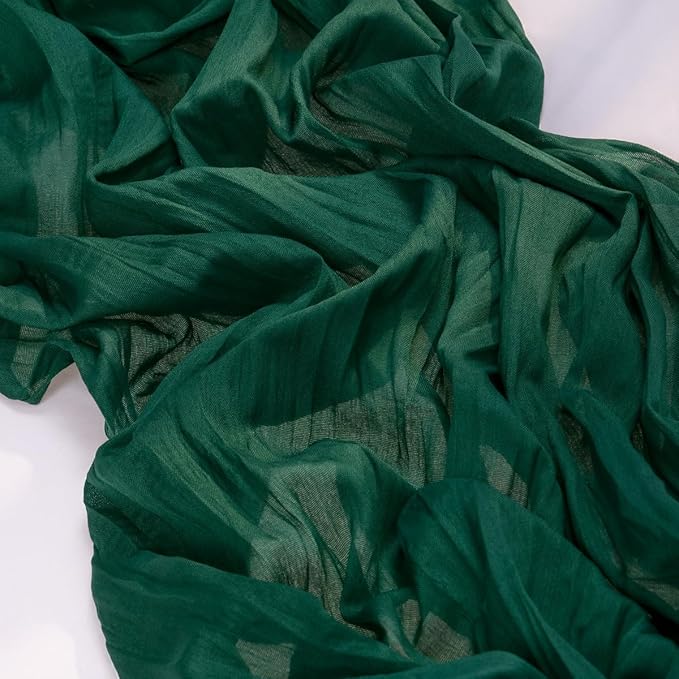 MLMC 3 Pack Emerald Green Cheesecloth Table Runner Boho Dark Green Cheese Cloth Table Runner 10ft Sheer Gauze Cheesecloth Decorations for Wedding Home Party Christmas Decor