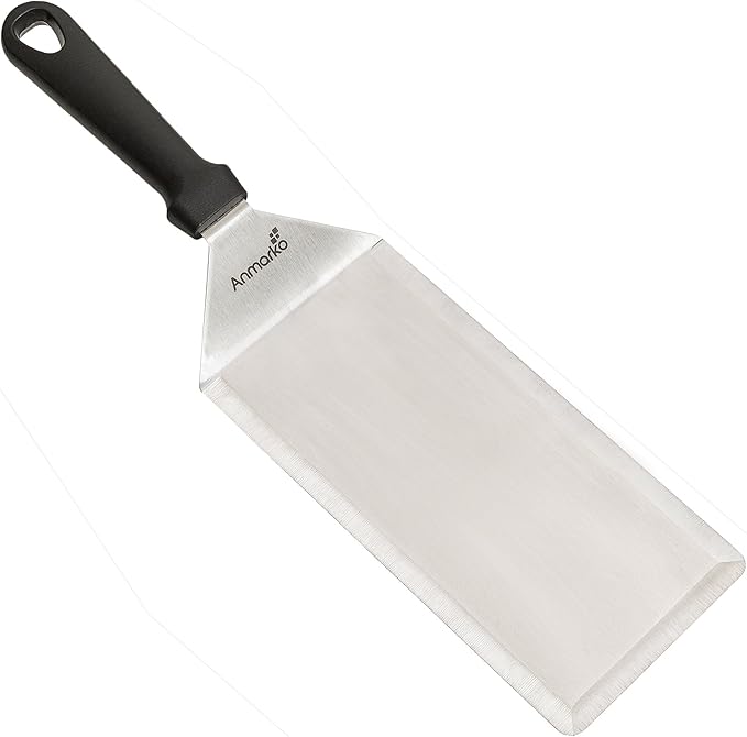 Big Metal Griddle Spatula - Grill spatula 4 x 8 in Large Burger Smasher Hamburger Turner Scraper - Pancake Flipper - Great for BBQ Grill and Flat Top Griddle - Commercial Grade