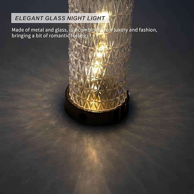 Oneach 27.75” Table Lamps Set of 2, Black Modern Bedside Lamp with LED Night Light, USB A+C, Glass Lamps for Living Room, Bedroom, Nightstand, Office, End Table (2 Bulbs Included)