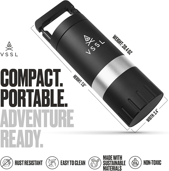 VSSL Java G45 Manual Coffee Grinder | Coffee for Camping | Bean Grinder | Travel Pour Over | Stainless Steel Conical Burr | ~ 45 Gram Capacity | Extendable Grind Handle | 50 Grind Settings | Black