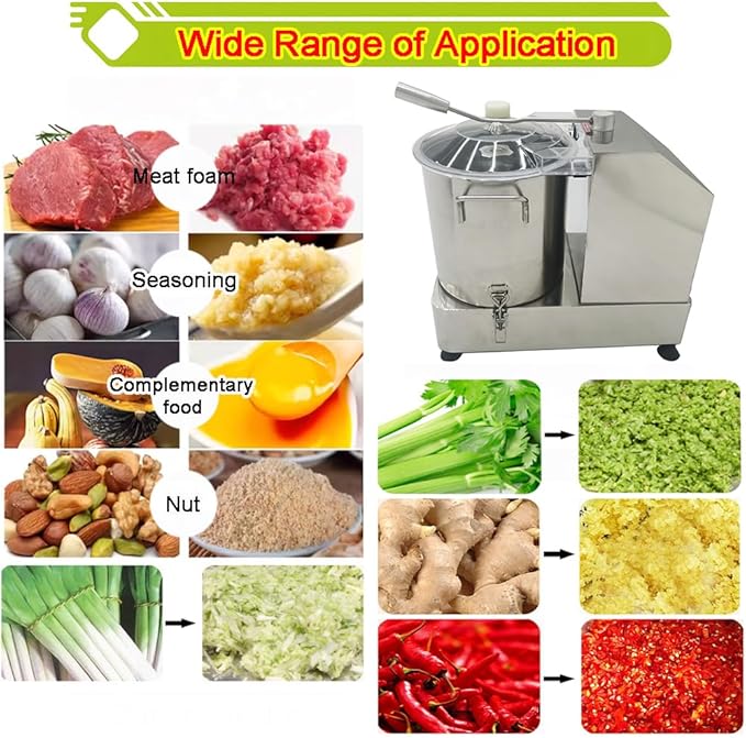12L Commercial Food Processor Stainless Steel Electric Meat Vegetable Chopper Multifunctional Food Cutter Meat Grinder Meatball Beater 2000W Blender for Fruit Vegetable Grains Garlic
