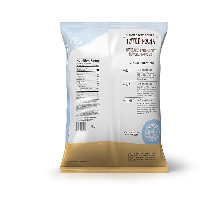 Big Train Blended Ice Coffee, Toffee Mocha, Powdered Instant Coffee Drink Mix, 3 Pound (Packaging May Vary)