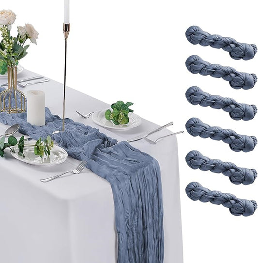 6 Pack Cheesecloth Table Runner 9ft,17 x 108 inch Gauze Table Runner Rustic Romantic Wedding Runner for Wedding Bridal Shower Fall Decoration,Ivory
