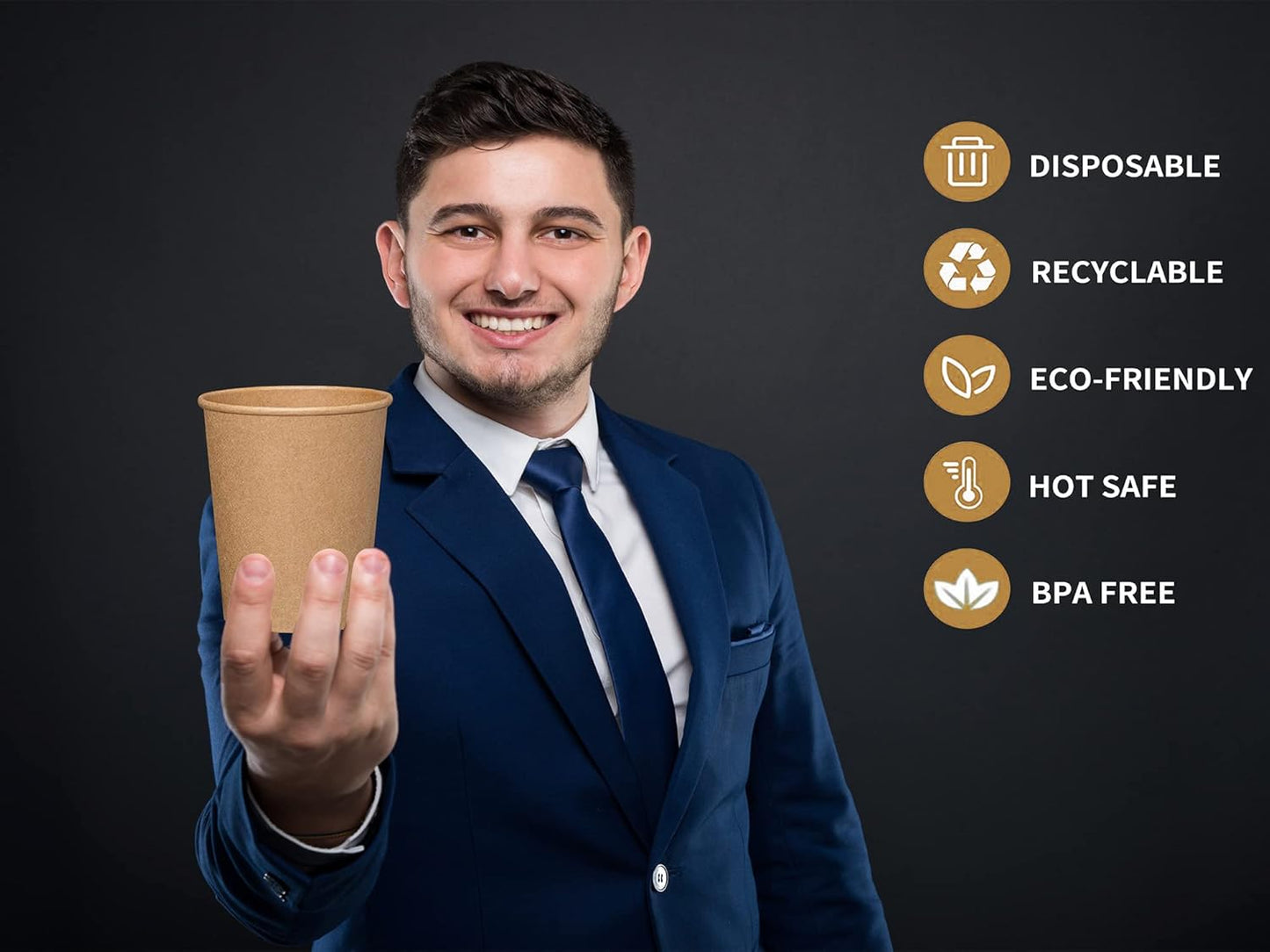 WANBAO 100 PCS 12 OZ Disposable Paper Cups, Coffee Cup, for Coffee Beverages and Cold Drinks.