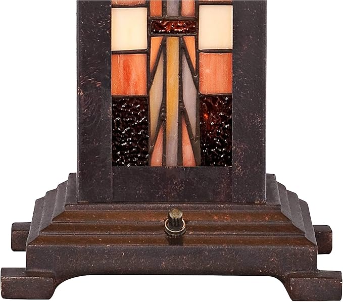 Robert Louis Tiffany Alfred Mission Tiffany Style Table Lamp with Nightlight 26" High Bronze Metal Antique Stained Glass Shade Decor for Living Room Bedroom House Bedside Home (Color May Vary)