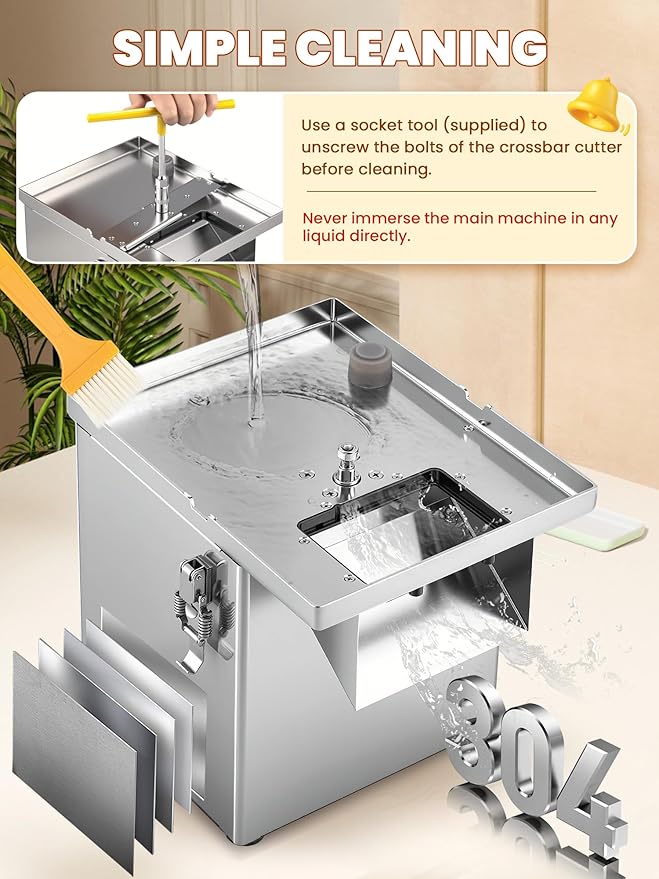 NEWTRY 4 in 1 Commercial Vegetable Processor Electric Veggie Fruit Slicer Dicer Shredder & Strip Crinkle Cutter All Stainless Steel 110volt 200W