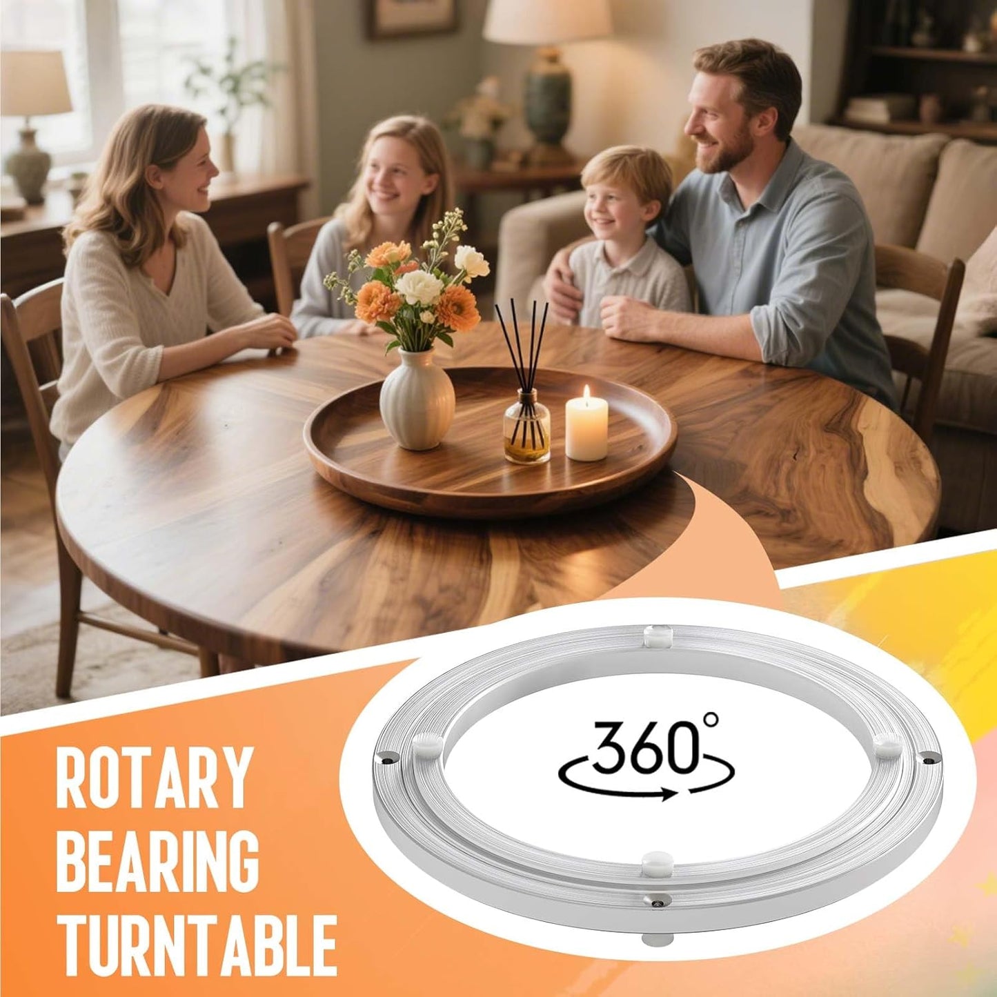 Pisman Aluminium Alloy Turntable Bearing, Heavy Duty Lazy Susan Rotating Bearing Turntable,Smooth Swivel Plate Hardware for Round Dining Table,DIY. Silent Rotating Base Only(10inch)