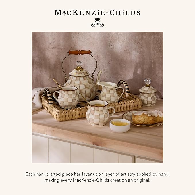 MACKENZIE-CHILDS Kitchen Spoon, Silicone Cooking Spoon, Brown-and-White Mocha Check