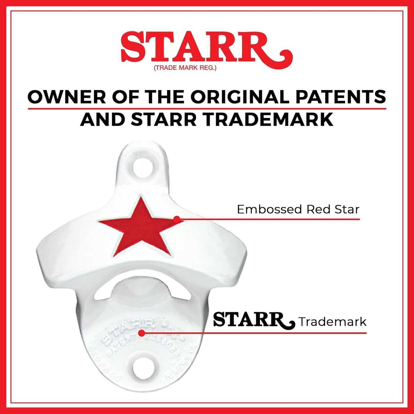 STARR "X" Wall Mounted Bottle Opener – Black Powder Coated Cast Iron