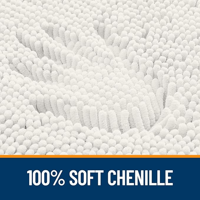 OLANLY Bathroom Rugs 47x32, Extra Soft Absorbent Chenille Bath Rugs, Rubber Backing Quick Dry, Machine Washable Bath Mats for Bathroom Floor, Tub and Shower, Home Decor Accessories, Ivory