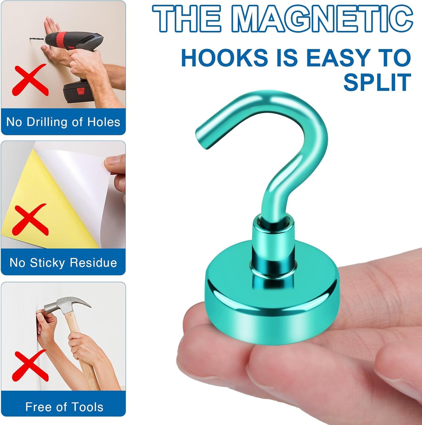 LOVIMAG Cruise Ship Essentials, 80Lb Magnetic Hooks for Cruise Cabins, Strong Magnetic Hooks for Hanging, Refrigerator, Celling, Grill, Fridge, Kitchen-12Pack