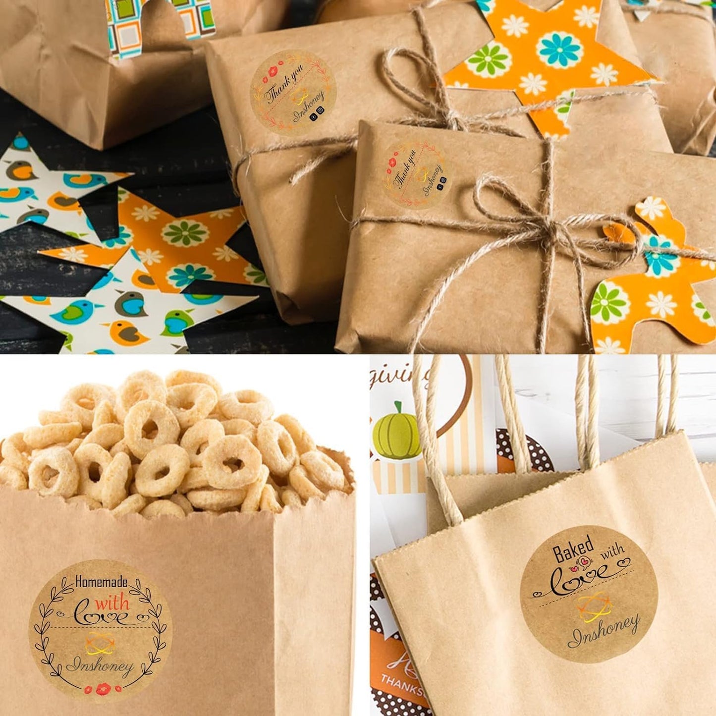 Custom Stickers Kraft Paper Labels Personalized Withe Text, Business Logo Customized Food Jars Labels Bakery Label Sticker Package Favor Canning Circle 100pcs (Style 1)