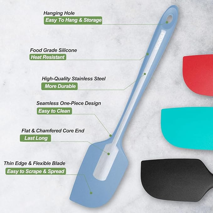 3 Pack Large Silicone Spatula for Kitchen,600°F Heat resistant Rubber Spatulas for Baking,Cooking, Scraping,and Mixing,Non Stick Kitchen Utensils, BPA Free, 11.2 IN, Starry Blue