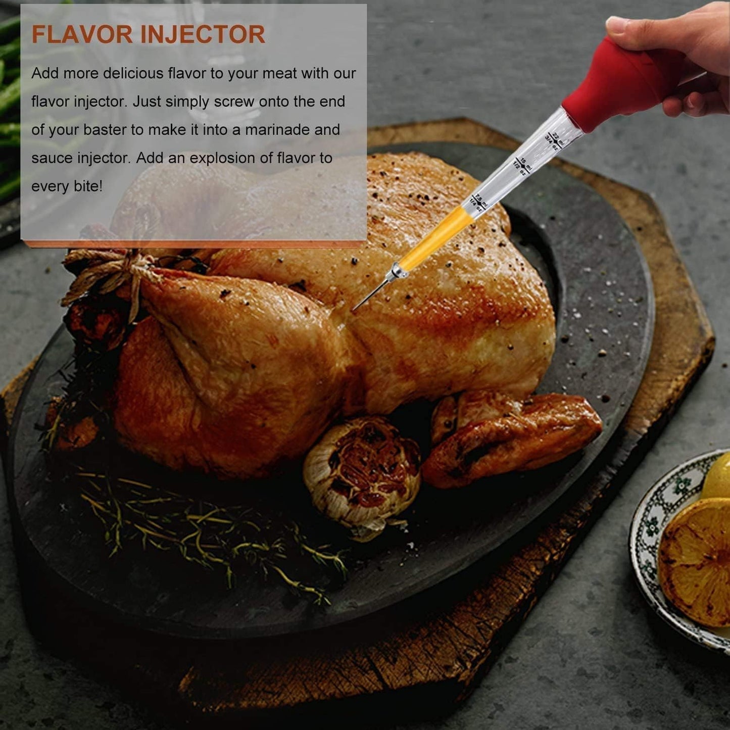 KAYCROWN Turkey Baster Commercial Grade Quality Silicone Bulb Including 2 Meat Marinade Injector Needles with Barbecue Basting Brush and Cleaning Brush for Easy Clean Up