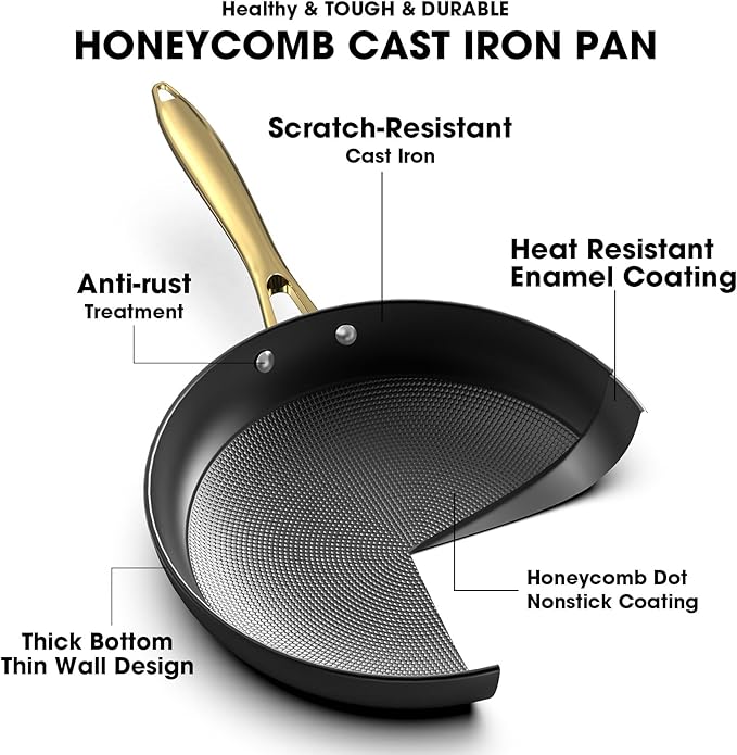 imarku Non Stick Frying Pans, Nonstick Cast Iron Skillets 3 Pcs - 8 Inch, 10 Inch and 12 Inch Nonstick Frying Pan Set, Professional Frying Pans Set, Frying Pan with Stay Cool Handle, Chrismas Gifts