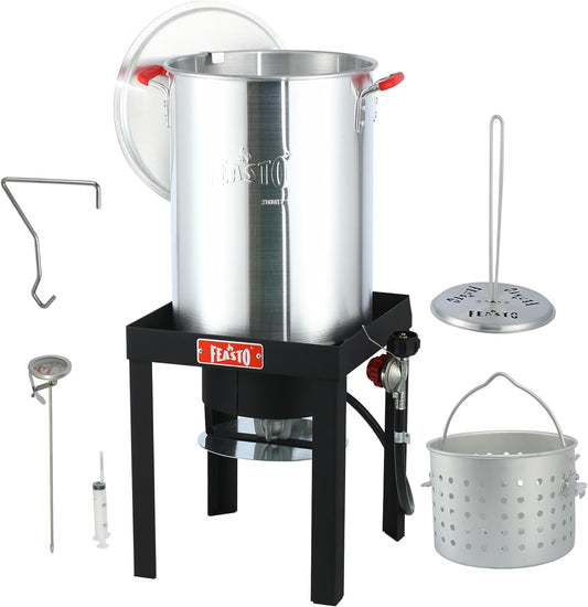 22701A 30QT Turkey & Fish Fryer Set for Outdoor Cooking, CSA Certified,Turkey Deep Fryer Pot with Basket for Thanksgiving Day, 50,000 BTU Propane Burner Outdoor Fryer