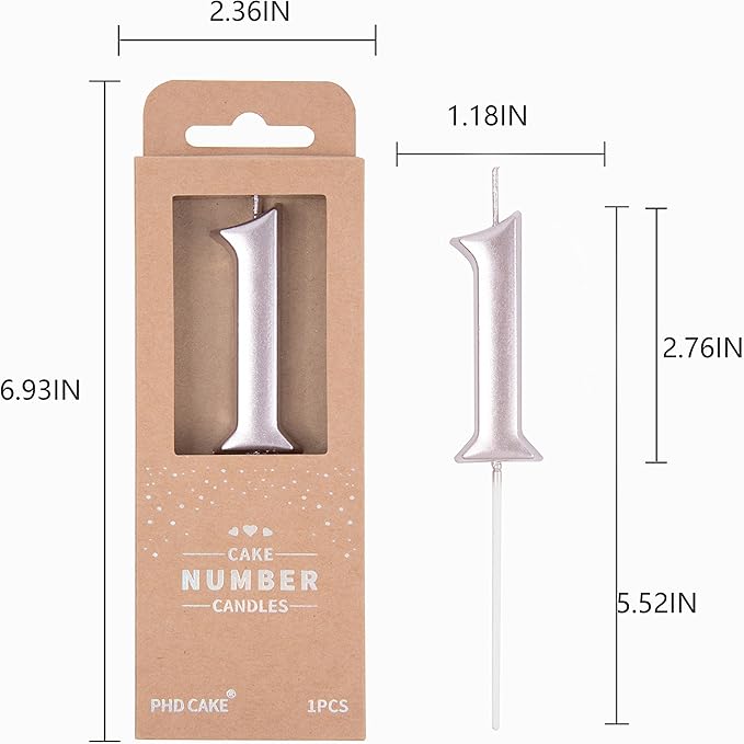 PHD CAKE 2.76 Inch Elegant Rose Gold 1 Number Birthday Candles, Rose Gold Number Candles, Cake Number Candles, Party Celebration