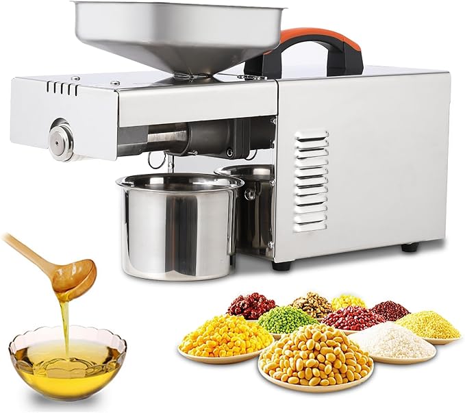 900W Electric Oil Press Machine, Automatic Cold & Hot Oil Extractor with 304 Stainless Steel, Home Oil Maker for Peanut, Sesame, Walnut, Almond, Pumpkin Seed, Rapeseed