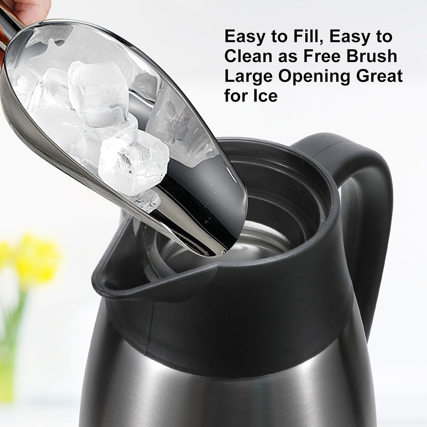 70 oz Thermal Coffee Carafe for keeping hot, Updated Carafe for hot liquid, Airpot Stainless Steel Thermos Urn Beverage Dispenser Vacuum Thermal Pot for Coffee, Hot Water,Keep Hot 12 Hour(silver)
